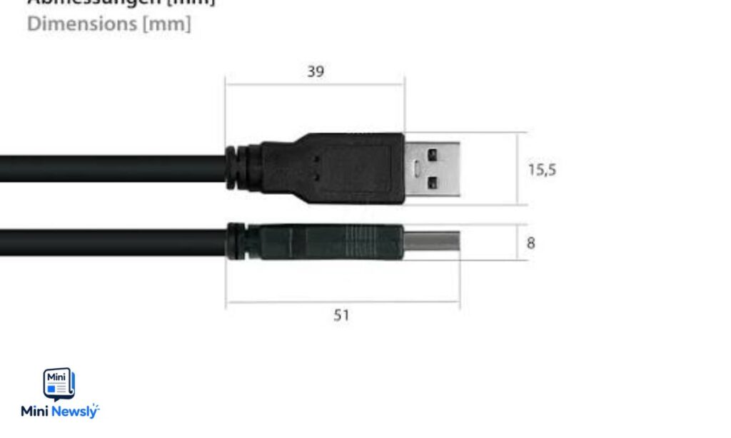 USB Cable Tip Width

